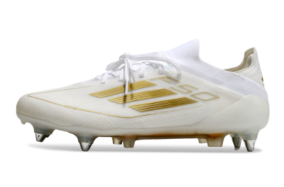 Men's Adidas F50 Elite SG Soft Ground Low-Tops Football Boots - White/Gold