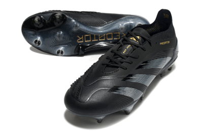 Men's Adidas Predator 24 Elite SG Soft Ground Low-Tops Football Boots - Black/Silver/Gold