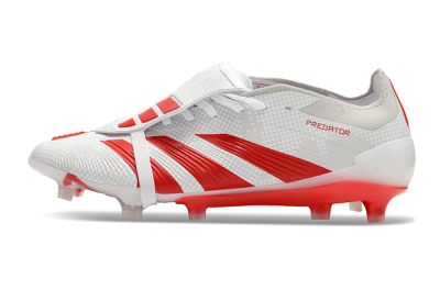 Men's Adidas Predator Elite Foldover Tongue FG Firm Ground Low-Tops Football Boots - Beige/Red/White