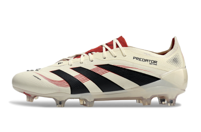Unisex Adidas Predator Elite 2025 Goal Hunter FG Firm Ground Low-Tops Football Boots - Beige/Black/Red