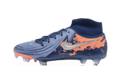 Men's Nike Phantom Luna Elite FG Firm Ground High-Tops Football Boots - Blue/Silver/Orange