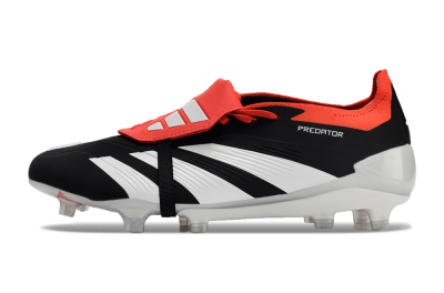 Men's Adidas Predator Elite Foldover Tongue FG Firm Ground Low-Tops Football Boots - Black/White/Red