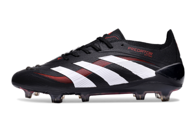 Unisex Adidas Predator Elite 24 FG Firm Ground Low-Tops Football Boots - Black/White/Red