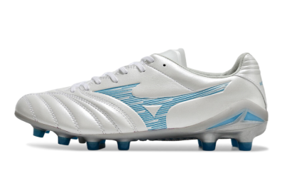 Men's Mizuno Morelia Neo 4 FG Firm Ground Low-Tops Football Boots - White/Blue/Silver