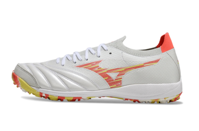 Men's Mizuno Morelia Neo Sala M8 TF Artificial Turf Low-Tops Football Shoes - White/Red/Yellow