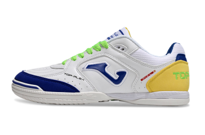 Men's Joma Top Flex IC Indoor & Futsal Low-Tops Football Shoes - White/Blue/Yellow