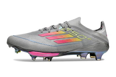 Men's Adidas F50+ Lightstrike Elite FG Firm Ground Low-Tops Football Boots - Grey/Pink/Yellow