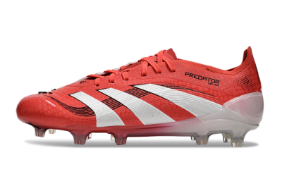Unisex Adidas Predator Elite 2025 Pure Victory FG Firm Ground Low-Tops Football Boots - Lucid Red/White/Black