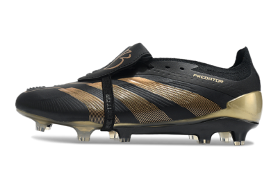 Men's Adidas Predator Elite Foldover Tongue FG Firm Ground Low-Tops Football Boots - Black/Gold
