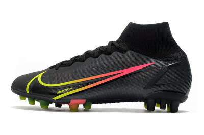 Men's Nike Mercurial Superfly 8 Elite AG Artificial Grass High-Tops Football Boots - Black/Yellow/Pink