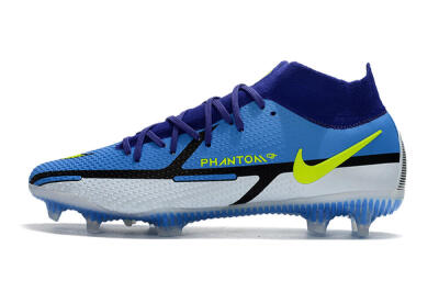 Men's Nike Phantom GT2 DF Elite FG Firm Ground High-Tops Football Boots - Blue/Yellow/White