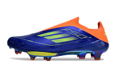Men's Adidas F50+ Elite Lightstrike Pro Laceless FG Firm Ground Low-Tops Football Boots - Blue/Yellow/Orange