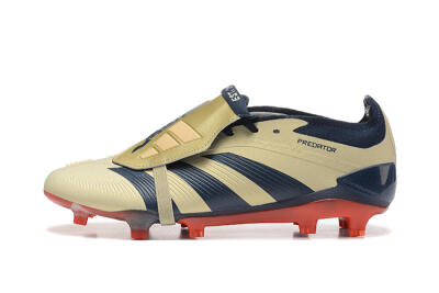 Men's Adidas Predator Elite Foldover Tongue FG Firm Ground Low-Tops Football Boots - Gold/Blue/Red