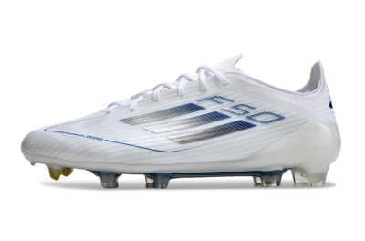Men's Adidas F50 Elite FG Firm Ground Low-Tops Football Boots - White/Silver/Blue