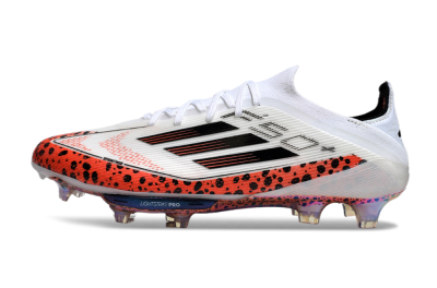 Unisex Adidas F50+ Lightstrike Elite FG Firm Ground Low-Tops Football Boots - White/Black/Leopard
