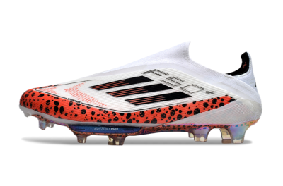 Unisex Adidas F50+ Lightstrike Pro Laceless FG Firm Ground Low-Tops Football Boots - White/Leopard/Black