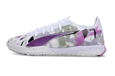 Men's Puma Ultra Ultimate TF Artificial Turf Low-Tops Football Shoes - White/Purple/Black
