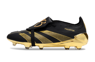 Unisex Adidas Predator 25 Elite Foldover Tongue FG Firm Ground Low-Tops Football Boots - Black/Gold