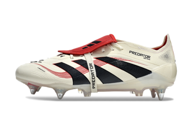 Men's Adidas Predator 25 Elite Foldover Tongue SG Soft Ground Low-Tops Football Boots - White/Black/Red