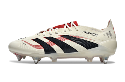 Men's Adidas Predator 25 Elite SG Soft Ground Low-Tops Football Boots - White/Black/Red