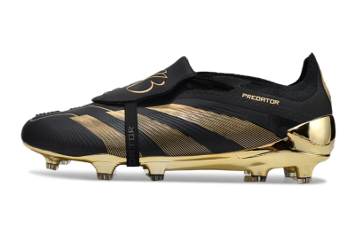 Men's Adidas Predator Elite Foldover Tongue FG Firm Ground Low-Tops Football Boots - Black/Gold