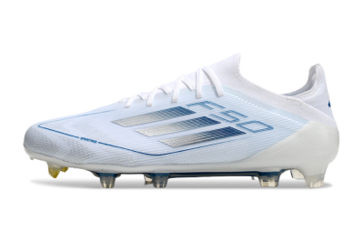 Men's Adidas F50 Elite FG Firm Ground Low-Tops Football Boots - White/Silver/Blue