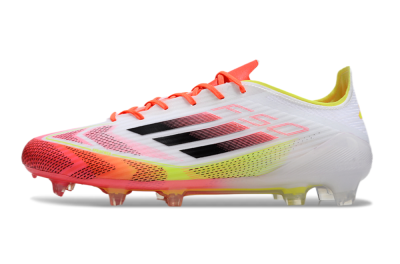 Men's Adidas F50 Elite FG Firm Ground Low-Tops Football Boots - White/Red/Yellow