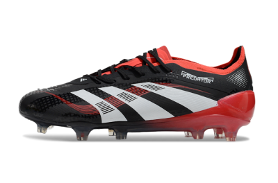 Unisex Adidas Predator 24 Elite FG Firm Ground Low-Tops Football Boots - Black/White/Red