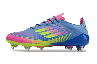 Men's Adidas F50 Elite SG Soft Ground Low-Tops Football Boots - Blue/Pink/Yellow