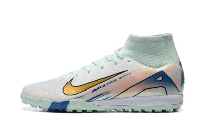 Men's Nike Air Zoom Mercurial Superfly 10 Elite TF Artificial Turf High-Tops Football Shoes - Jade/Gold/Red