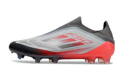 Men's Adidas F50 Elite Laceless FG Firm Ground Low-Tops Football Boots - White/Silver/Red