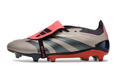 Unisex Adidas Predator Elite Foldover Tongue FG Firm Ground Low-Tops Football Boots - Brown/Red/Black