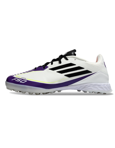 Unisex Messi x Adidas F50 Pro TF Artificial Turf Low-Tops Football Shoes - White/Black/Purple