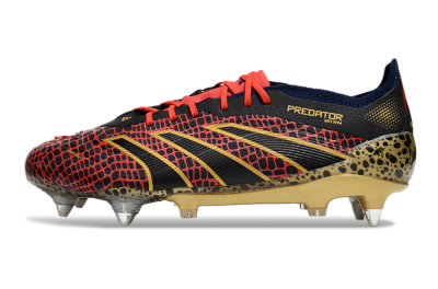 Men's Adidas Predator Elite 25 SG Soft Ground Low-Tops Football Boots - Black/Red/Gold