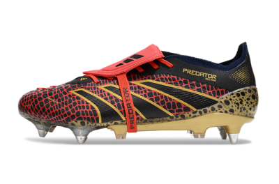 Men's Adidas Predator 25 Elite Foldover Tongue SG Soft Ground Low-Tops Football Boots - Black/Red/Gold