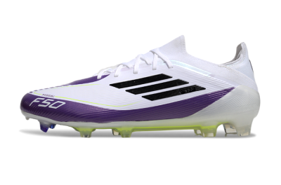 Men's Messi x Adidas F50 Elite FG Firm Ground Low-Tops Football Boots - White/Black/Purple