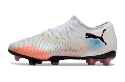 Men's Puma Future 8 Ultimate FG Firm Ground Low-Tops Football Boots - White/Pink/Blue