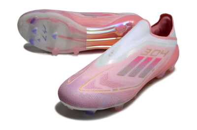 Men's Adidas F50 Elite Laceless FG Firm Ground Low-Tops Football Boots - White/Pink/Gold