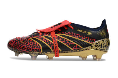Men's Adidas Predator Elite Foldover Tongue FG Firm Ground Low-Tops Football Boots - Red/Black/Gold