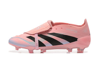 Men's Adidas Predator Elite Foldover Tongue 25 FG Firm Ground Low-Tops Football Boots - Pink/Black/Silver