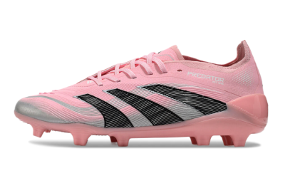 Unisex Adidas Predator Elite 25 FG Firm Ground Low-Tops Football Boots - Pink/Black/Silver