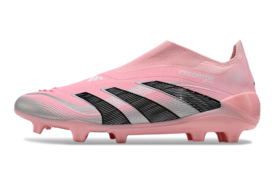 Unisex Adidas Predator Elite 25 Laceless FG Firm Ground Low-Tops Football Boots - Pink/Black/Silver