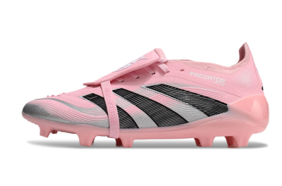 Unisex Adidas Predator Elite Foldover Tongue FG Firm Ground Low-Tops Football Boots - Pink/Black/Silver