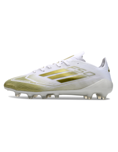 Men's Adidas F50 Elite AG Artificial Grass Low-Tops Football Boots - White/Gold