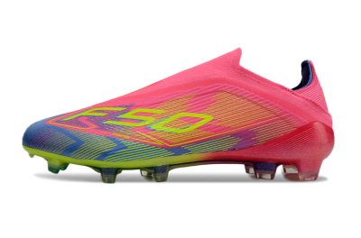 Unisex Adidas F50 Elite Laceless FG Firm Ground Low-Tops Football Boots - Pink/Blue/Yellow