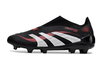 Unisex Adidas Predator Elite Laceless FG Firm Ground Low-Tops Football Boots - Black/Red/White