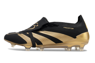 Men's Adidas Predator Elite Foldover Tongue FG Firm Ground Low-Tops Football Boots - Black/Gold