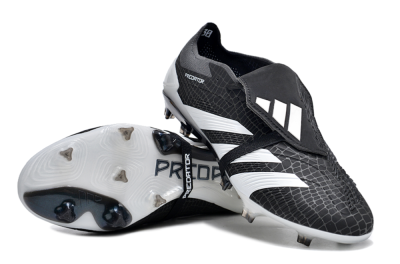 Men's Adidas Predator Elite Foldover Tongue FG Firm Ground Low-Tops Football Boots - Black/White