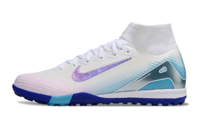 Unisex Nike Air Zoom Mercurial Superfly 10 Elite TF Artificial Turf High-Tops Football Shoes - White/Purple/Blue