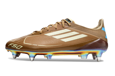 Men's Messi x Adidas F50 Elite SG Soft Ground Low-Tops Football Boots - Brown/White/Blue